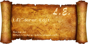 Lóderer Edit névjegykártya